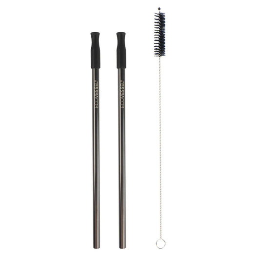 PACK 2 SORBETES ACERO INOXIDABLE CON PUNTA DE SILICONA+CEPILLO DE LIMPIEZA
