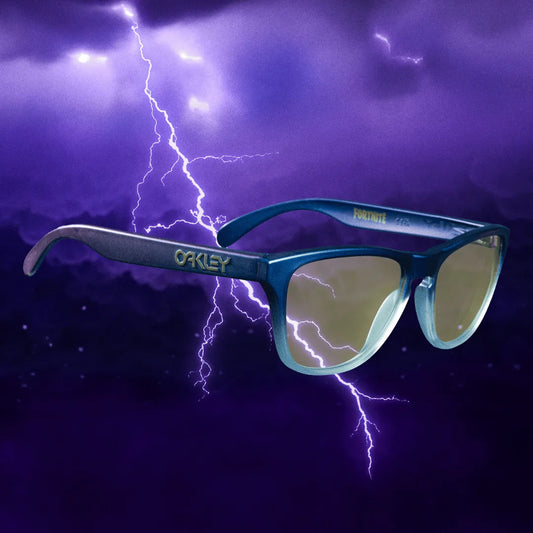 Oakley Frogskins X Fortnite OO9013-M455 – Montura Matte Cyan/Blue/Clear Shift Fade con lentes Prizm Gaming 2.0