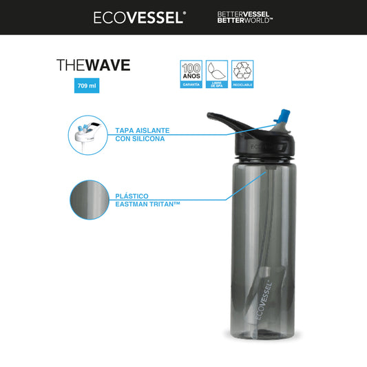 ECOVESSEL WAVE TERMO PLASTICO TRITAN LIBRE BPA BPS LAVENDER FIELDS 24 oz/ 709 ml