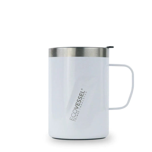 ECOVESSEL TRANSIT TAZA ACERO INOXIDABLE TRIMAX CON TAPA WHITE PEARL 12 oz/ 355ml